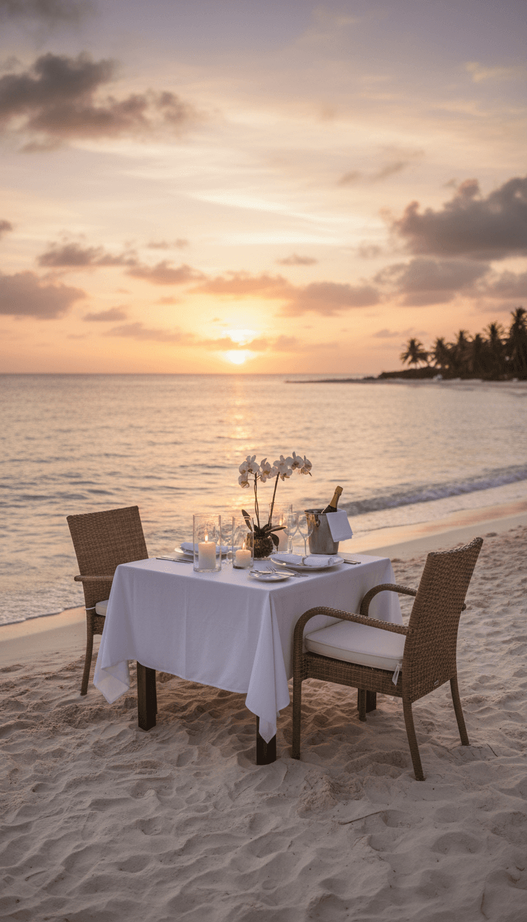 Romantic seaside dinner in Jamaica